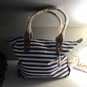 Stella And Dot Navy White Stripe Tota